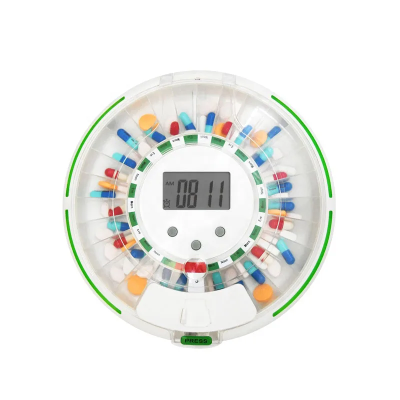 Standard-Alone Pill Dispenser With Alarm for Elderly, 28 Day Circular Pill Case M-112