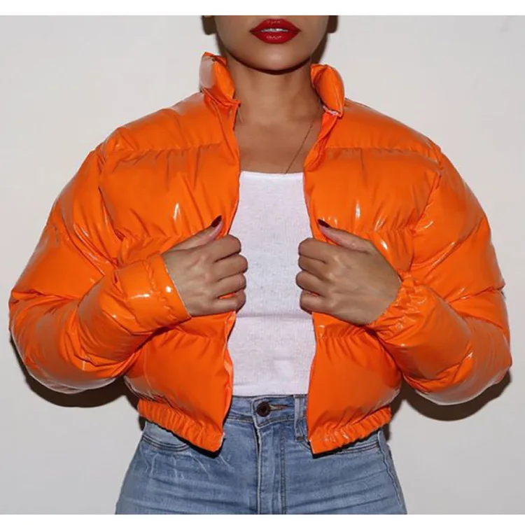 neon cropped puffer jacket