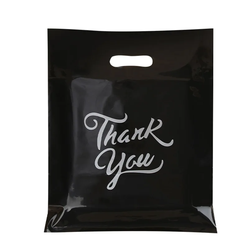 Wholesale Custom Black Thank You Shopping Bags Logo Printed Die Cut Handle  Carry Bag Reusable Plastic Shopping Bag From m.