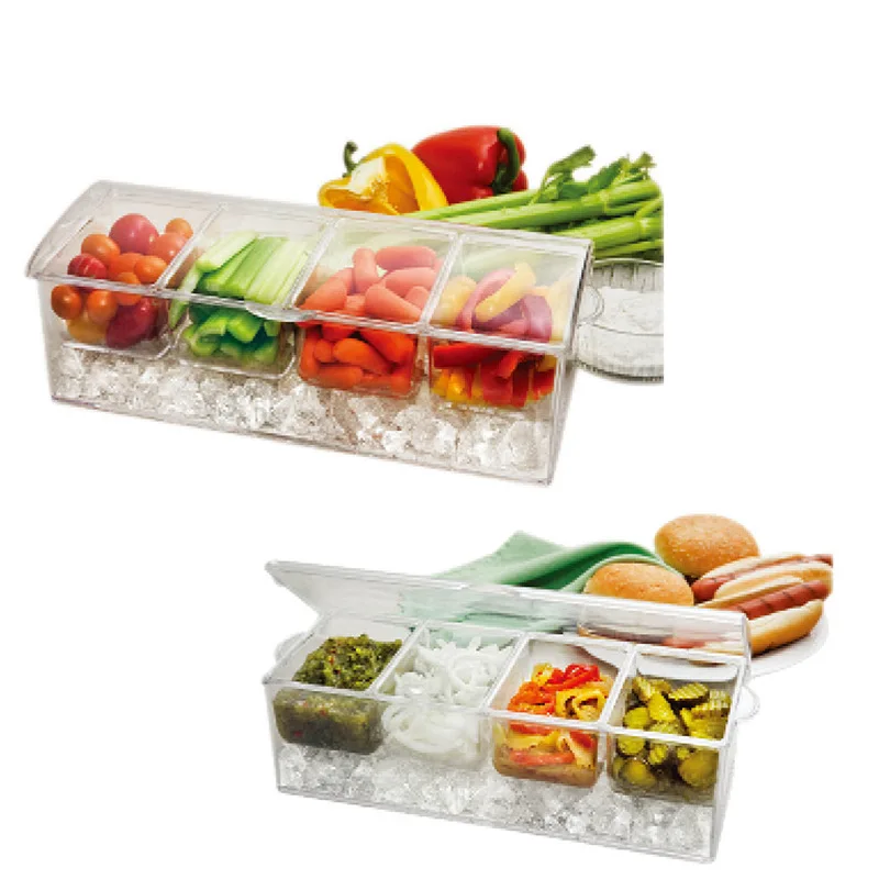 Bar Condiment Pots Top Food and Dispenser 6 Tray Plastic Garnish Station  for by for sale online