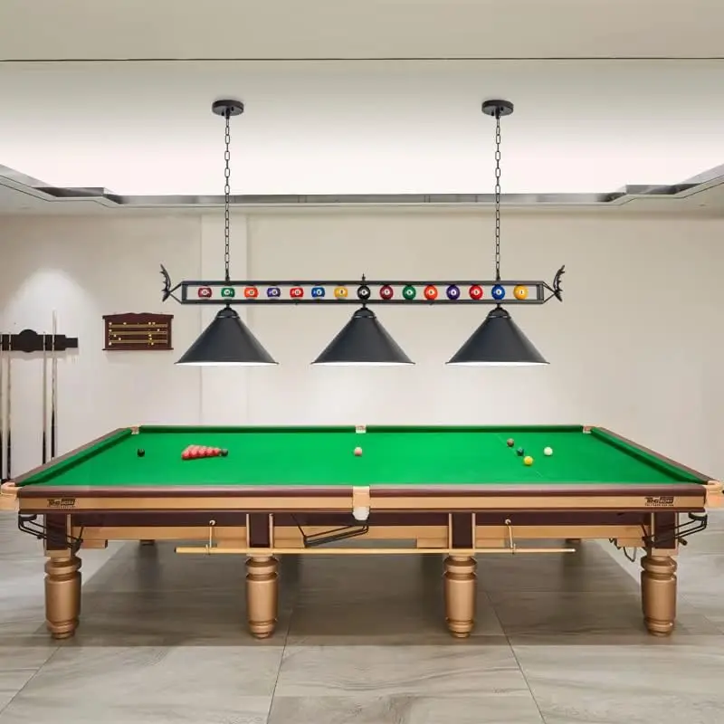 Cueelf Pool Table Light 4 Light Billiard Light for Over Pool Table Hanging Ceiling Fixture with Lamp Shade
