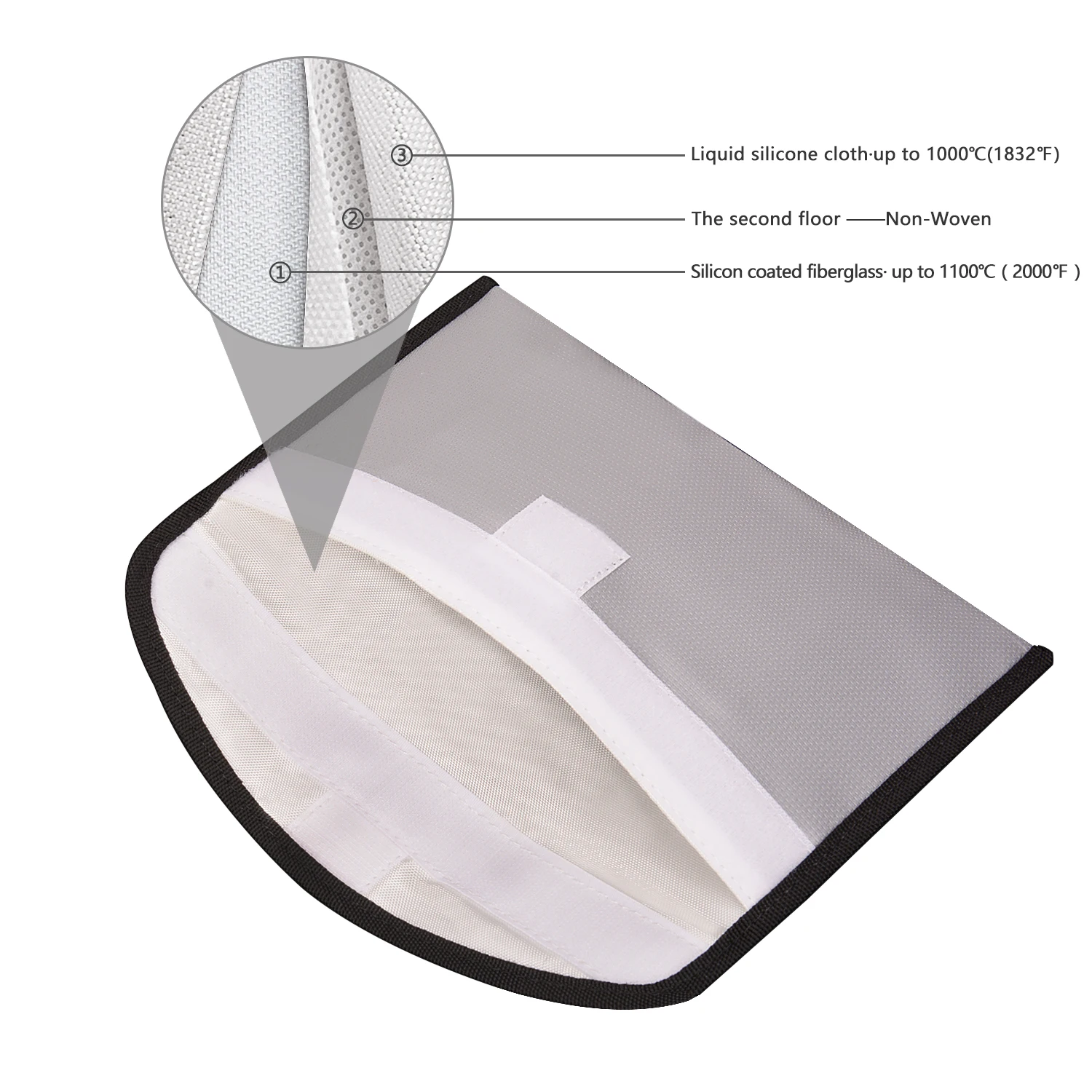 Fire-resistant Silver Customized Water Fire Resistant Envelope Bag for Office File Money Coin Bag