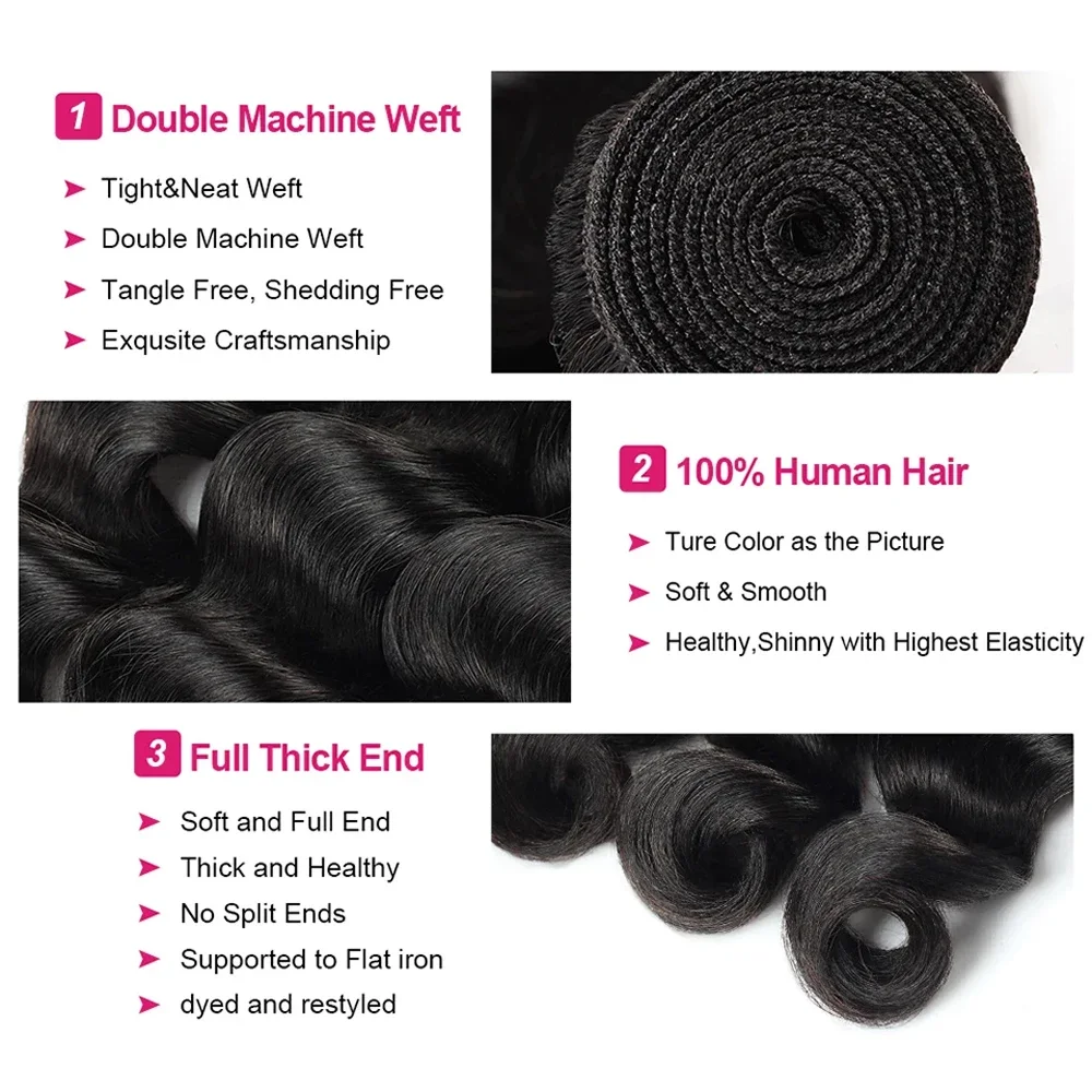 Long Thick Loose Deep Wave Bundles 28 30 inch Brazilian Loose wave 100% Human Hair Weave_voghion.com