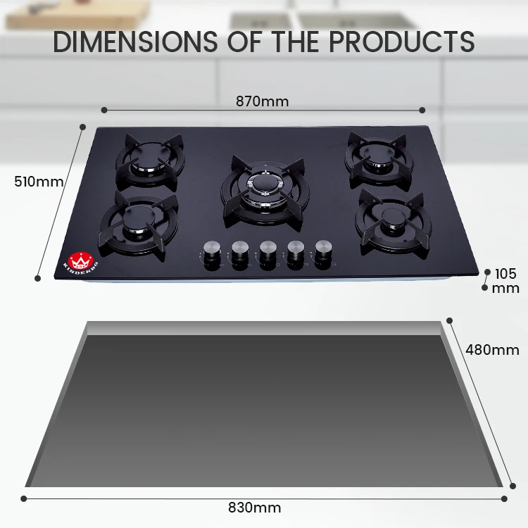 Factory Wholesale Tempered Glass Kitchen Appliance Five Burner Built In
