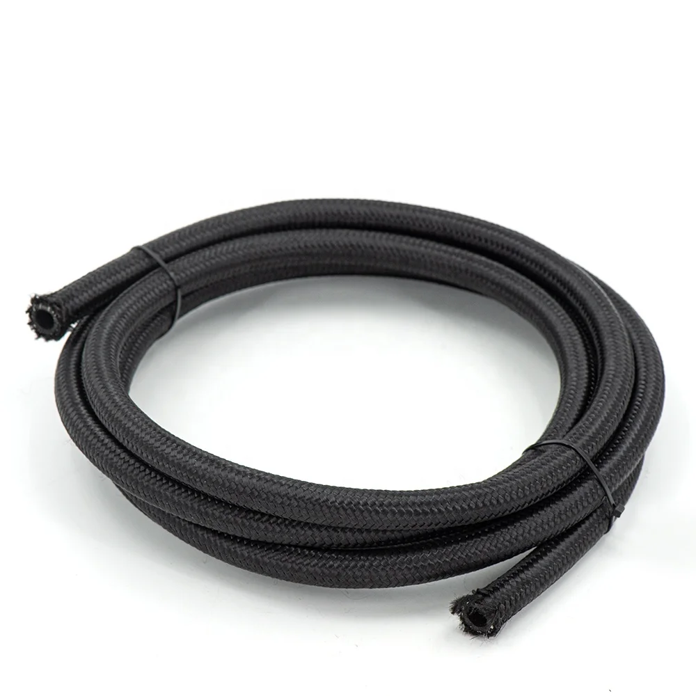
 AN10 Hose Black Nylon Cover Stainless Steel Braided Rubber Fuel Line Oil Cooler Hose  