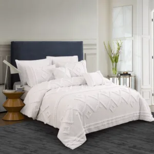 Wholesale New Design Queen King Size Woven 200TC Tufted Comforter Set with Vintage Pattern 8-Piece Cutting Flower Design