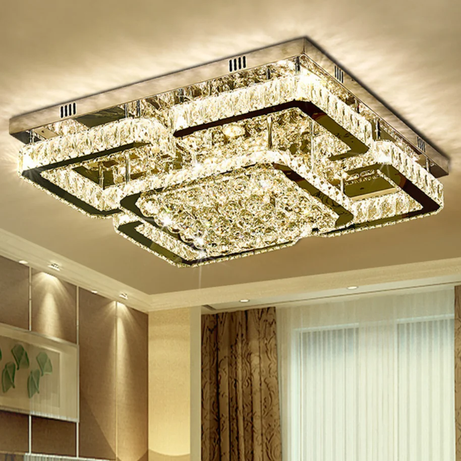 JYLIGHTING High Quality Modern Square LED Crystal Ceiling Light Chandelier Decor Bedroom Living Room AC Power Source Wholesale