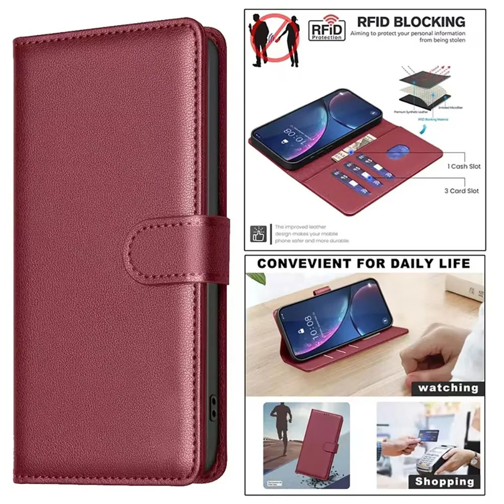 Laudtec Sjk964 Wallet Credit Card Phone Case Luxury Tpu Pu Leather Flip Holder Simple Back Cover For Infinix Note 40 Pro 4G 5G manufacture