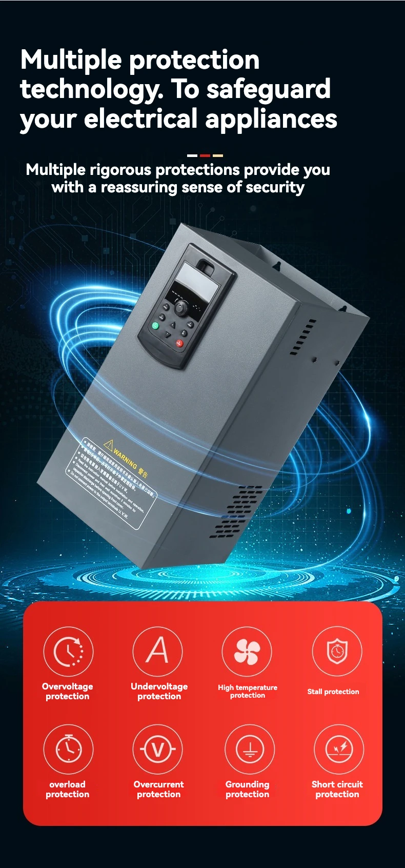 22KW-185KW AC Inverter 790 Series 4KW Rated Power VFD Frequency Control Motor Speed Regulation