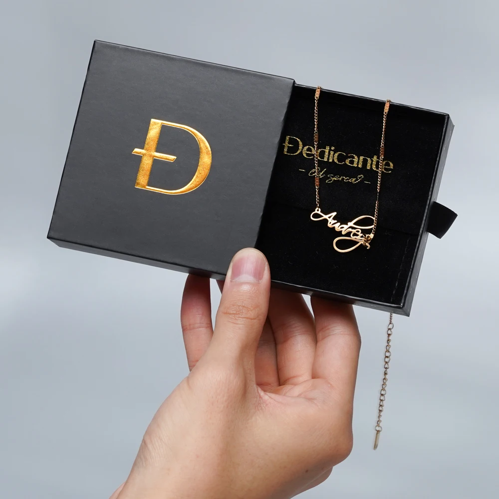 Custom Logo Luxury Black Paper Necklace Packaging Ring Jewellery ...