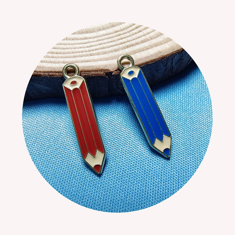 Enamel Pencil Charms for Jewelry Making DIY Accessories