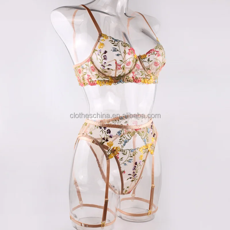 Chuangerm Oem 2024 New Fashion Wholesale Sexy Perspective Floral Bra