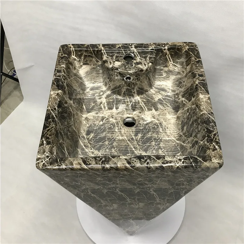 High Quality Marble Black Design Ceramic Bathroom Hand Wash Sink Pedestal Basins