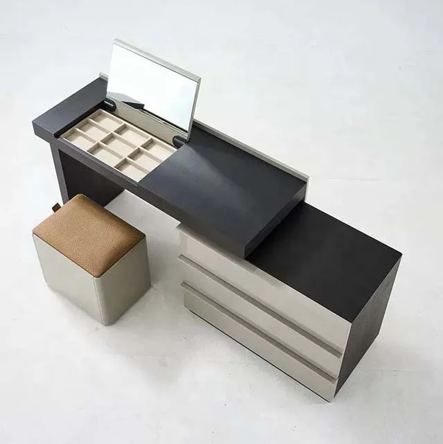 Modern Style Makeup Table Retractable Storage Cabinet Minimalist Dresser Table With Mirror Vanity Luxurious Dressing Table Set
