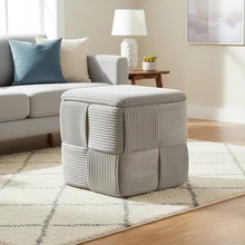 Multi-Functional Footrest Seat Small Square Ottoman Stool for Living Room Bedroom Dressing Table Shoe Changing