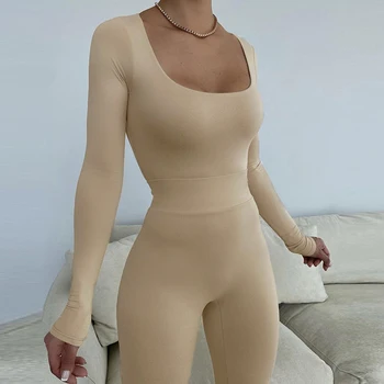 Kliou K21S07450 Wholesale Price Women Clothes 2021 Autumn Winter Long Sleeves Plain Two Piece Set Women