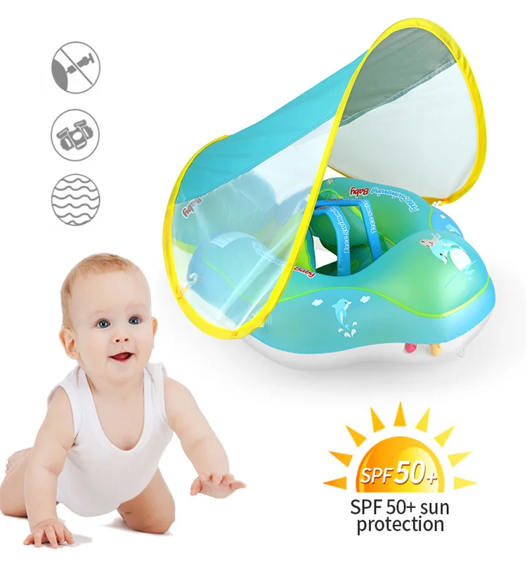 New Baby Swimming Float Lying Ring With Sun Visor Baby Swimming Float