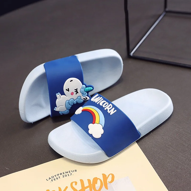 
Новинка 2020, Детские повседневные тапочки из ПВХ с животными на заказ, единорог для девочек, детские Тапочки 