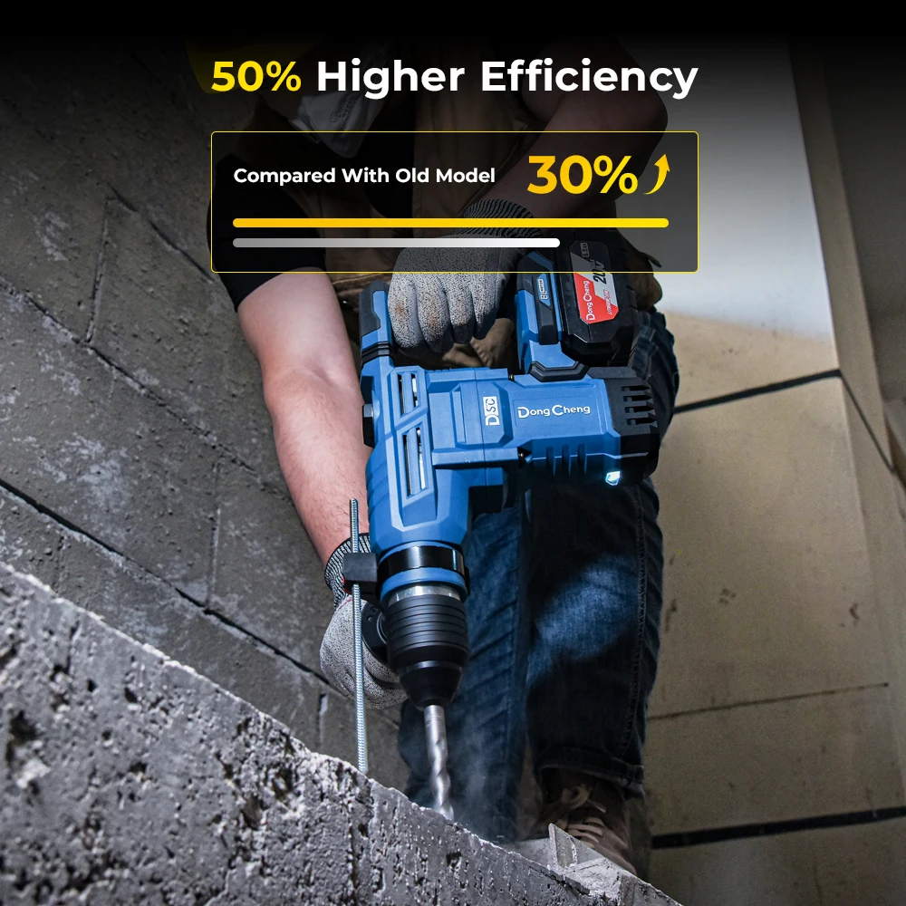 DongCheng 20V 28mm Professional 3 Functions Electric Cordless Brushless Portable SDS Rotary Hammer