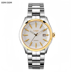 Watches Men Wrist Luxury Custom Logo Gold 316L Solid Stainless Steel Automatic Mechanical Classic Watch With Calendar