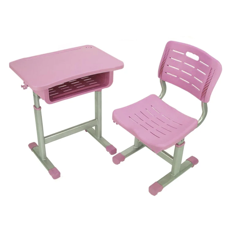 Plastic single school desk and chair