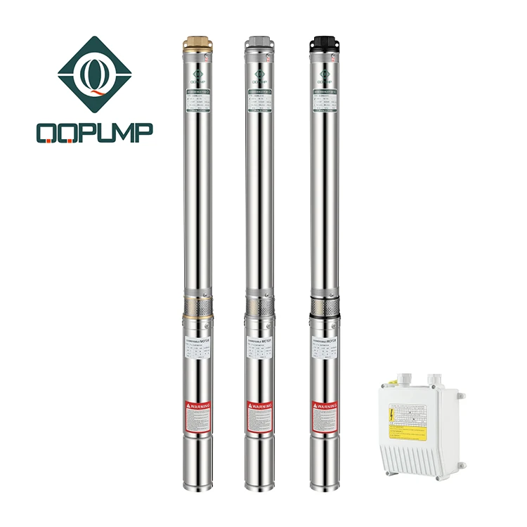 QQPUMP Bomba Sumergible 4" 1Hp 4 Hp 380V Ac Electric Centrifugal Submersible Borehole Deep Well Water Pump Pumps for Irrigation