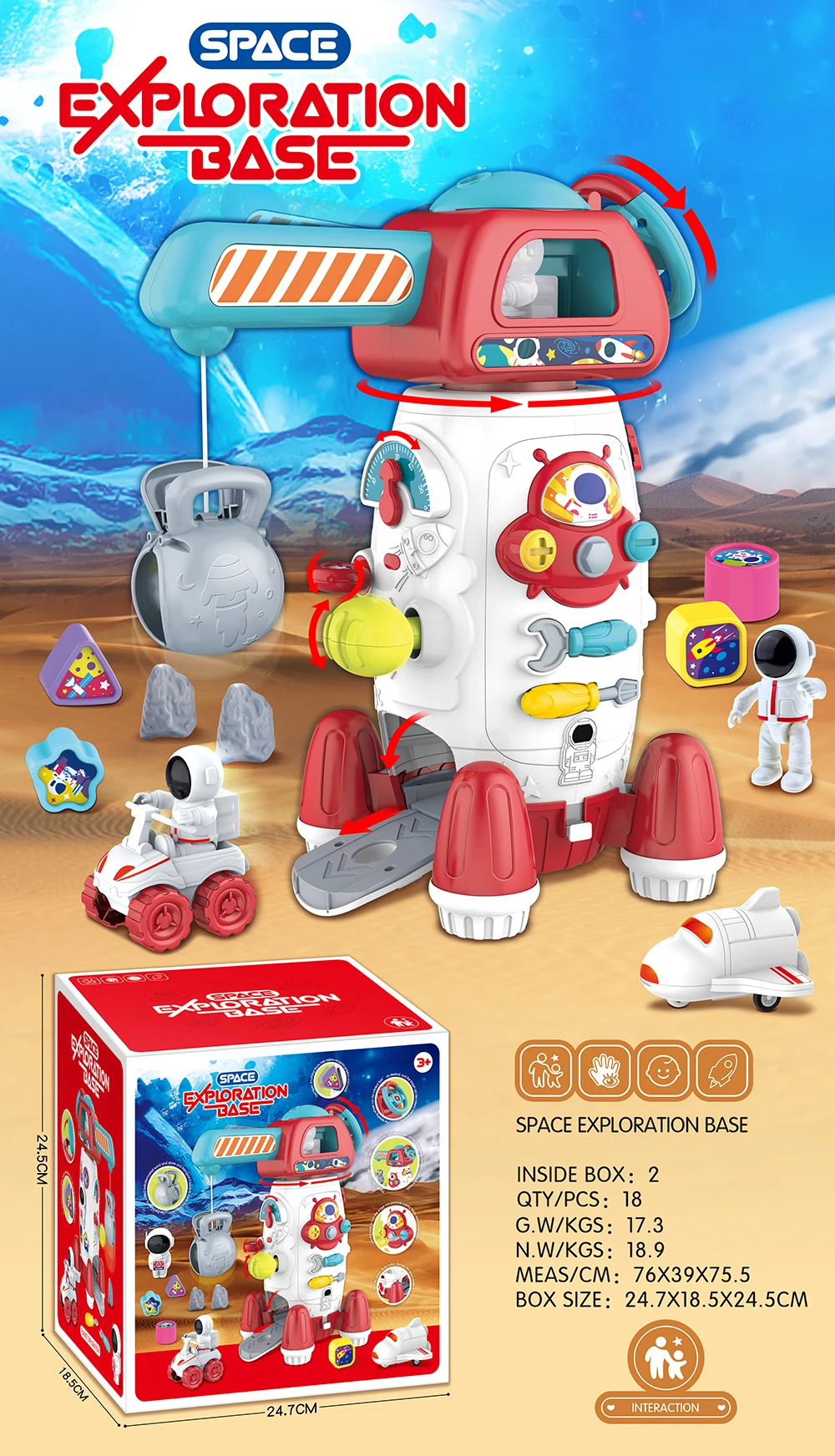 Space Exploration Base Research Space Shuttle Building Kit Toys with Mars Rover Astronaut Figures for Kids Boys Girls Playing