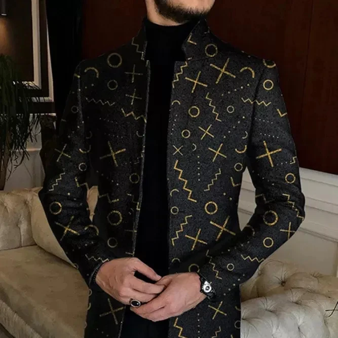 New Style High Quality Print Coats Autumn Cold Winter Mens Warm Lap Coat_voghion.com