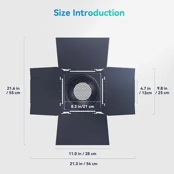 SmallRig 8-Leaf Lighting Barn Doors Bowens Mount Adapter Color Gel Clip and Honeycomb Grid for Smallrig RC120/RC220 for Godox product image