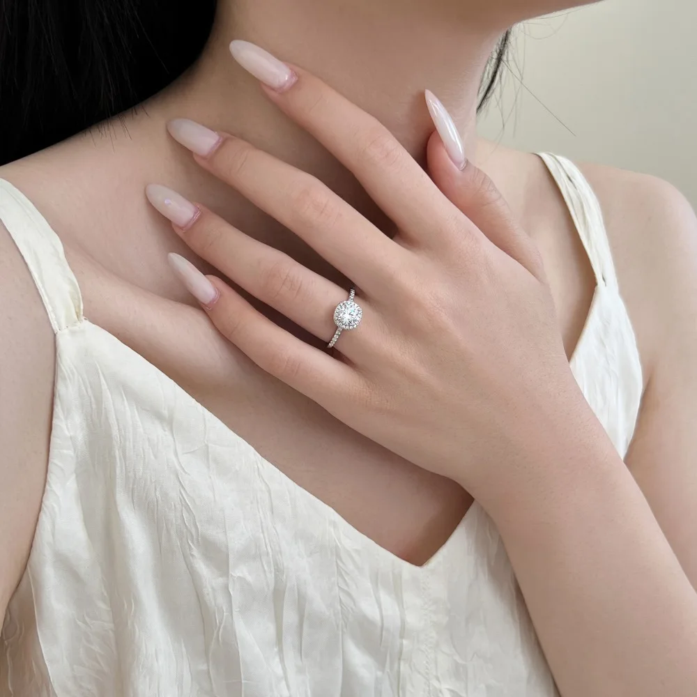 KAKODIY Rhodium Plated 925 Sterling Silver 5A Cubic Zirconia Promise Halo Engagement Promise Eternity Rings for Women Wedding Bride Daily detail 2
