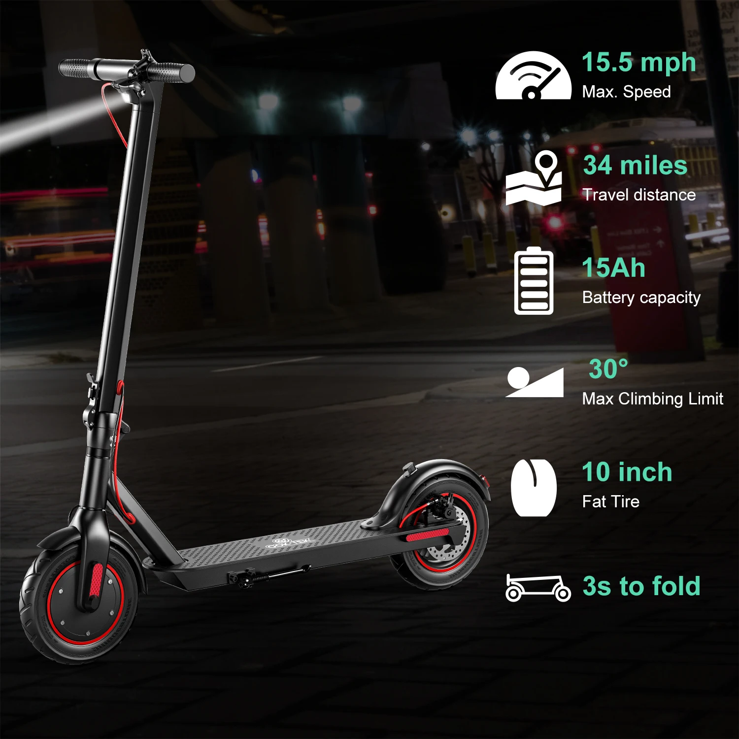 Iwheels V10 Electric Scooter, 500W Motor, 55-65 km