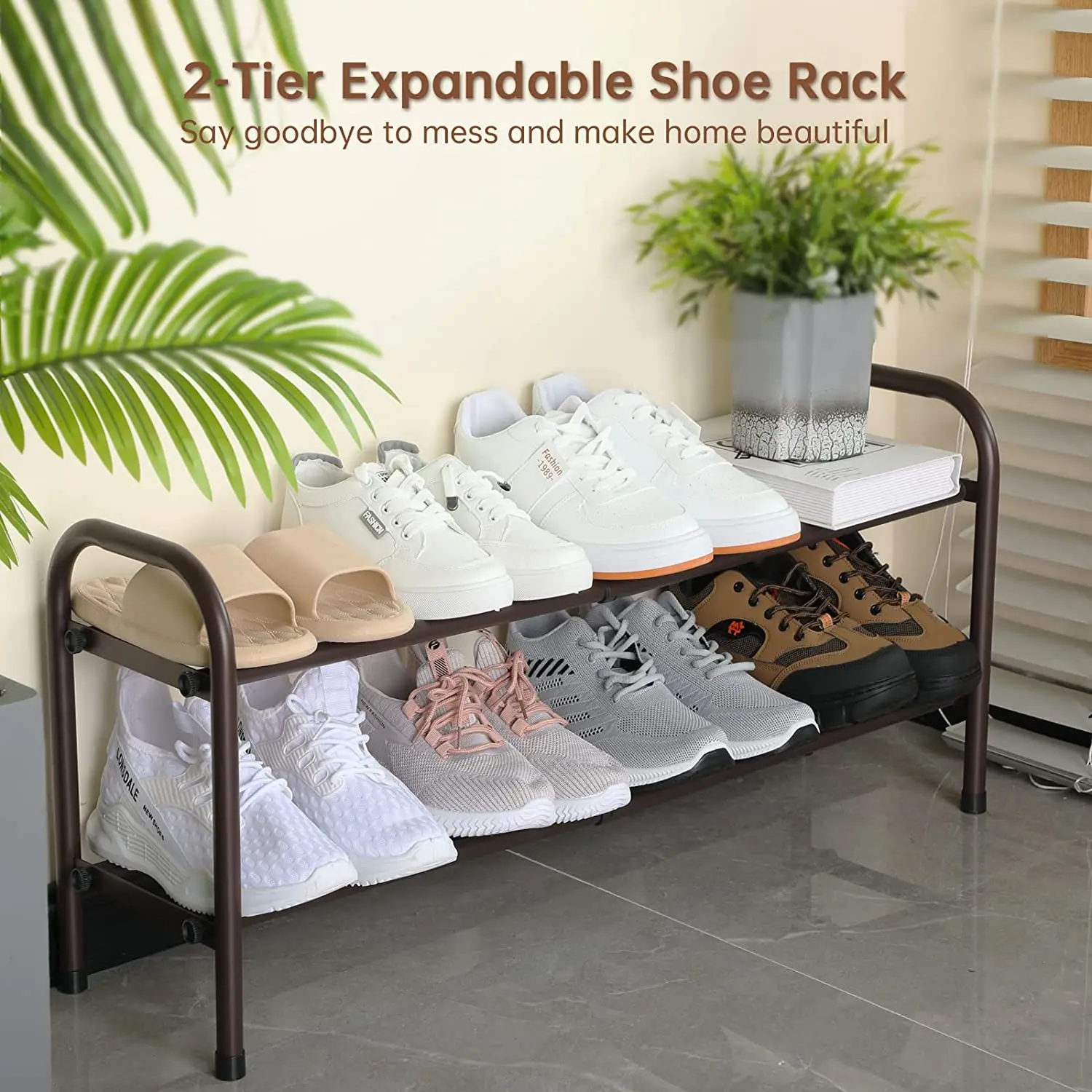 Wholesale Heavy Duty 2 Tier Shoe Rack Storage Foldable Metal Shoe Rack