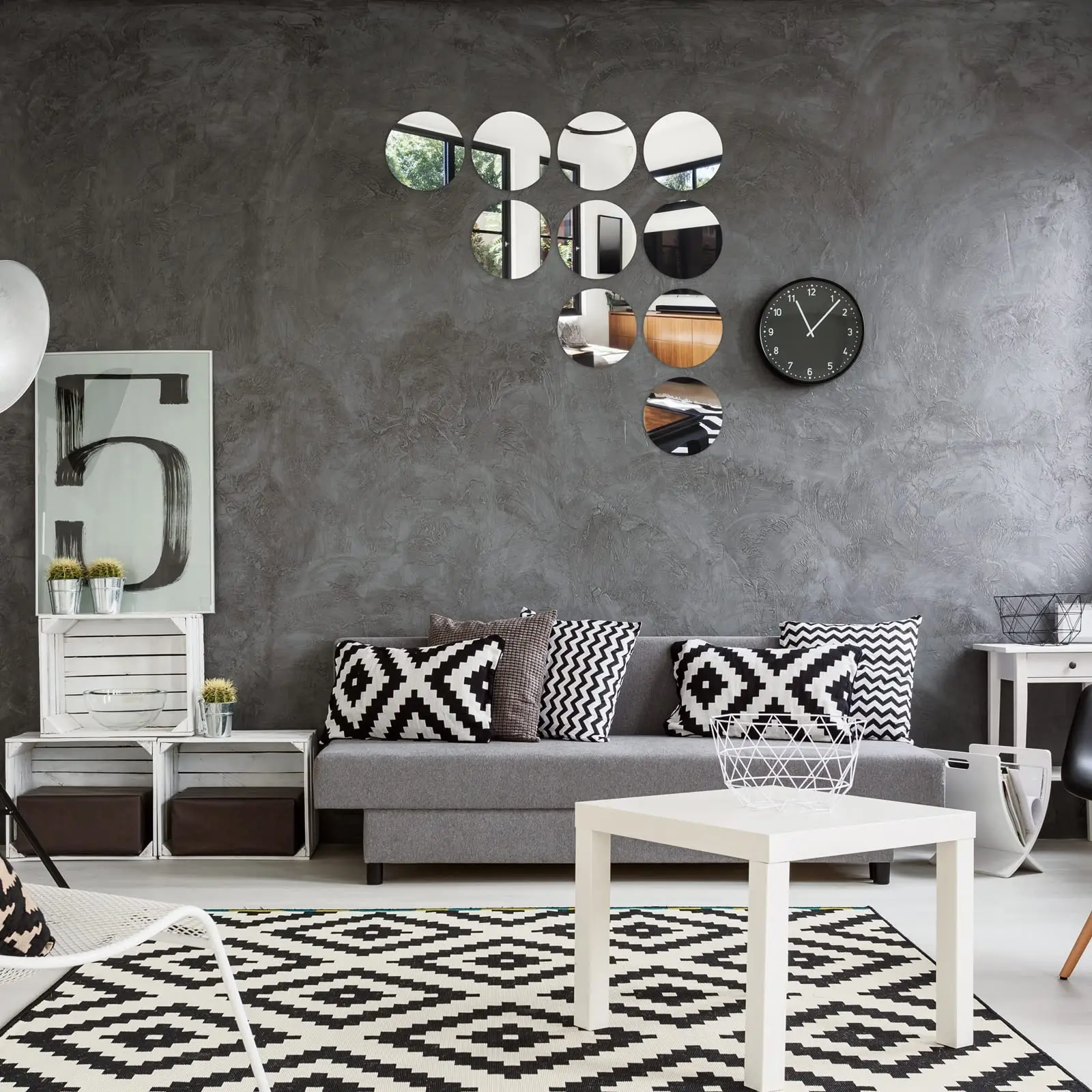 product self adhesive round mirror wall sticker decals non glass acrylic round mirror plate for home living room bedroom-7