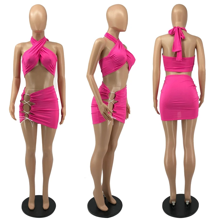 MOEN Crop Top conjunto elegante de mujer Sexy New Popular Lady Woman Two Piece Skirt Set womens 2 piece outfit