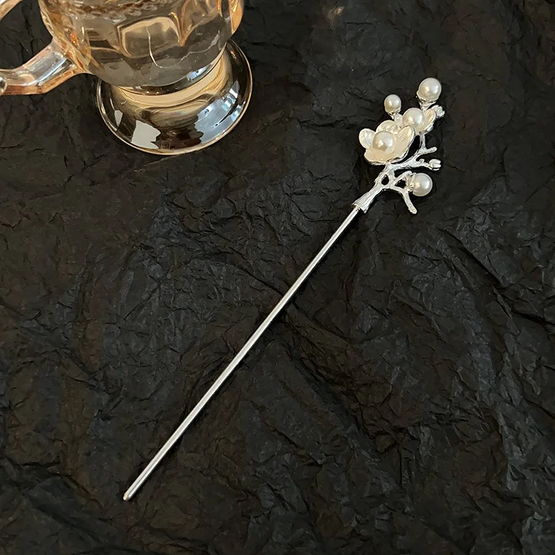 Retro Haarnadel Mit Quaste – Vintage Chinesischer Haarschmuck, Floral Verziert, 12,5 Cm, Aus Legierung