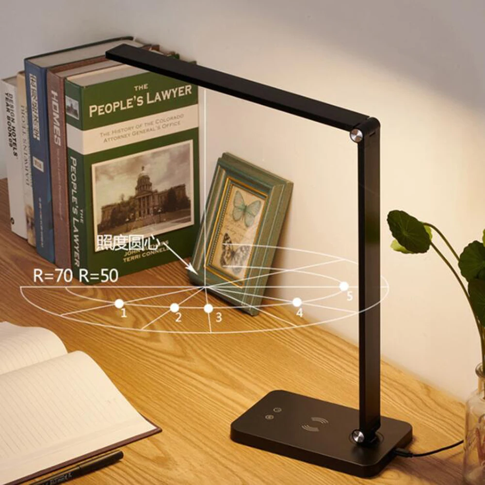 LED Table Lamp Eye-Caring Desk Lamps Natural Light Protects Eyes 5 Modes 5 Brightness Levels Touch Control Adjustable