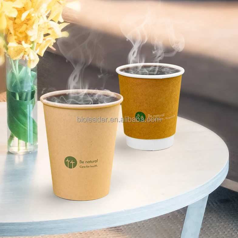 Biodegradable Disposable Single Double Wall Pla Coated Coffee Paper ...