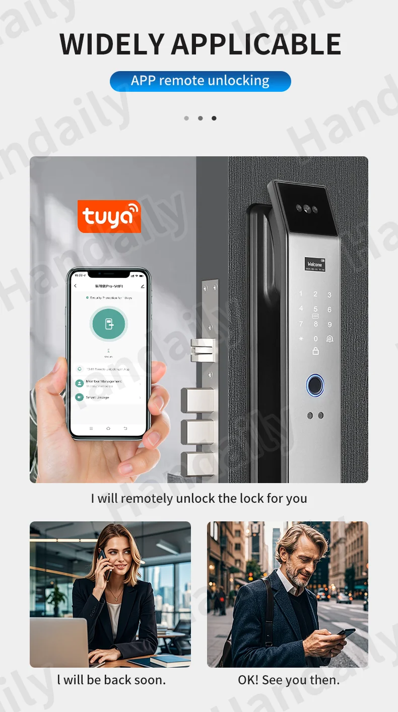 factory security tuya wifi 3d face recognition fingerprint smart lock keyless intercom digital cerradura inteligente door lock xf14s-4
