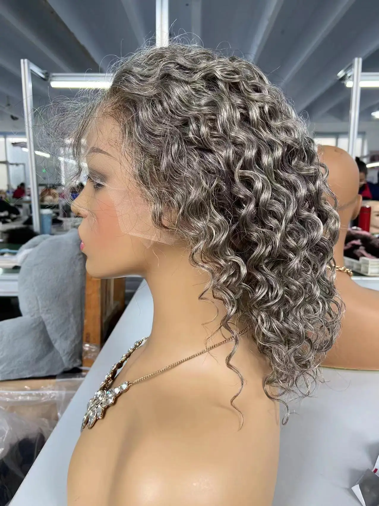 Two Tone Mixed Salt & Pepper Gray Hair Wig - Virgin Curly 