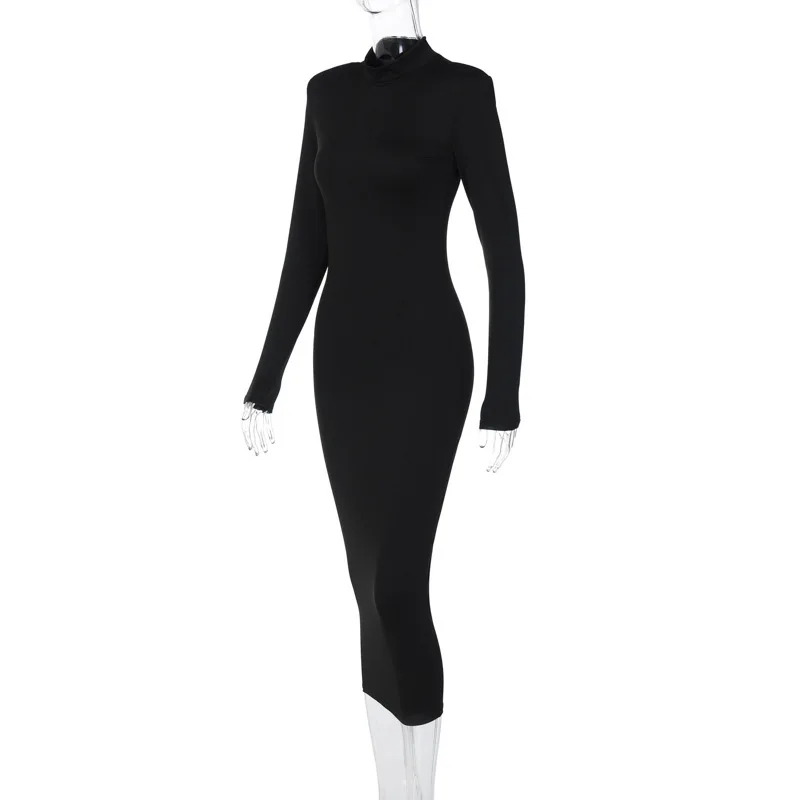 Women's clothing Autumn new fashion solid color slim-fit turtleneck long sleeve elegant dress Wholesale