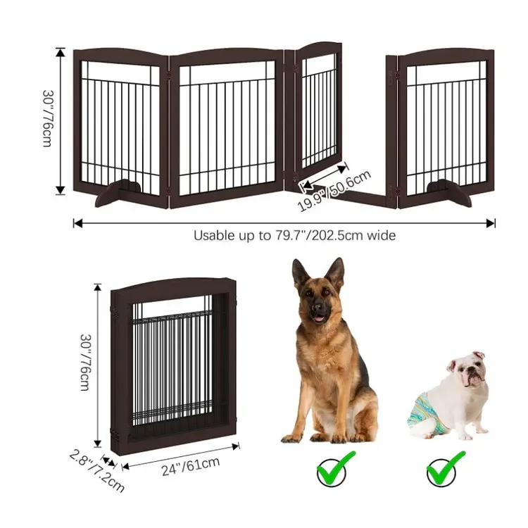 Wooden Fold Up Stair Gate WELLAND Wooden Freestanding Pet Gate