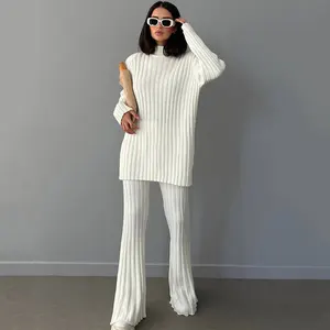 Knit Long Sleeve Sweater Top and Pants Streetwear Women Casual Loose Tracksuit Chic Matching Two Piece Set