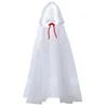 White cloak with red rope and white fur