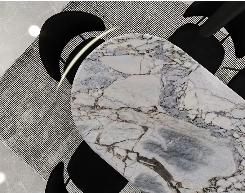 YDSTONE Polished Black and White Marble Dining Table Natural Stone Countertops Vanity Tops & Table Tops