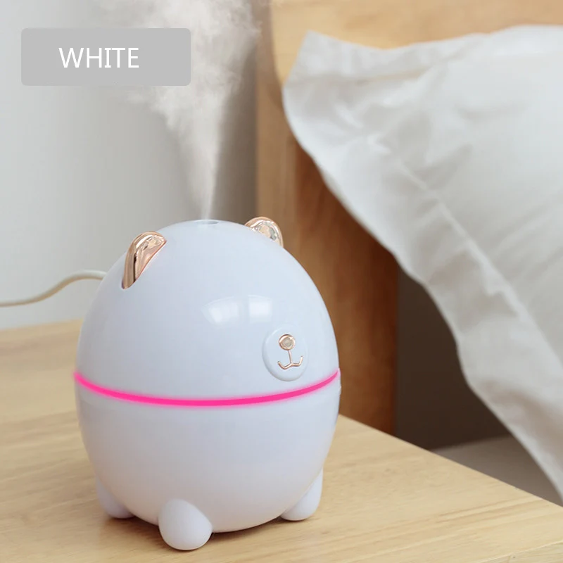 Bear LED Mini Air Humidifier USB Charging Ultrasonic Humidifier Essential Oil Aroma Diffuser Air Purifier for Home Car