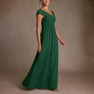 ZYHT 73985 Customization Manufacturer Wedding Women Clothes Green V Neck Maxi Mother Mon Elegant Evening Dress