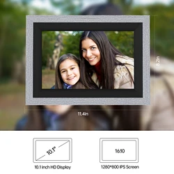 10,1 дюймовая цифровая фоторамка PRITOM, 1280x800 IPS экран, рамка для фотографий с приложением