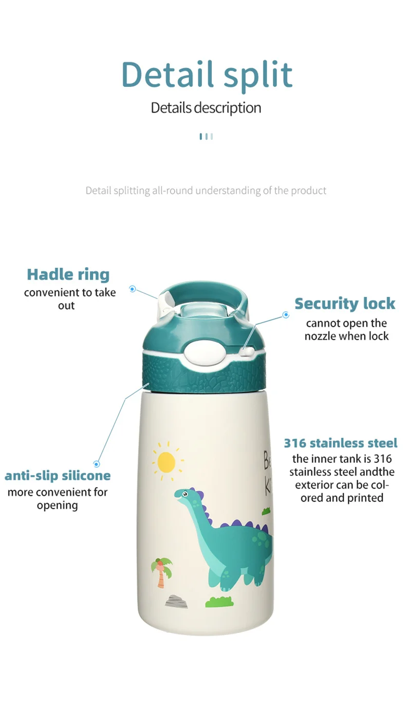 Aohea BPA Free 480ml Tritan Water Bottle With Cute Cartoon Pattern and Silicone Straw for Kids factory