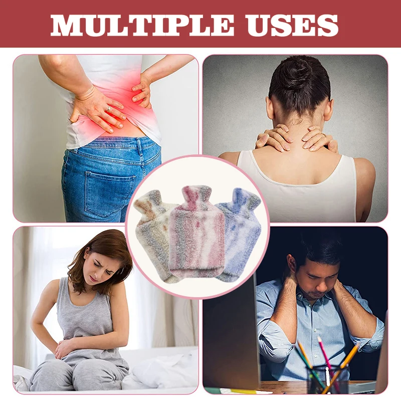 Winter Hot Water Bottles Bag Rubber With Hand Warmer Plush Cover for European Market