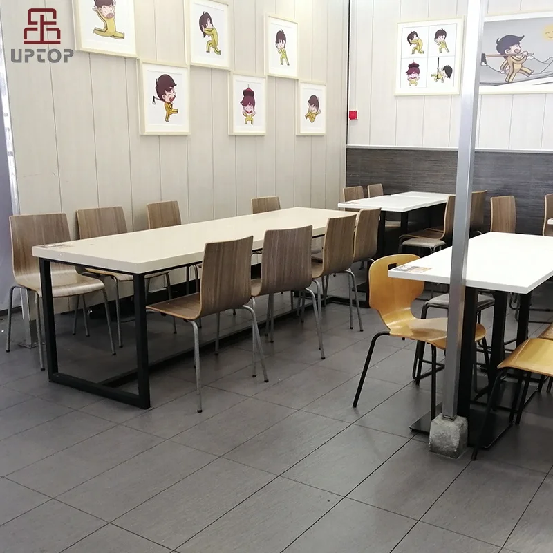 Quick Delivery Low Price Modern Fast Food Furniture Set Bend Wood Restaurant Chairs and Marble Table